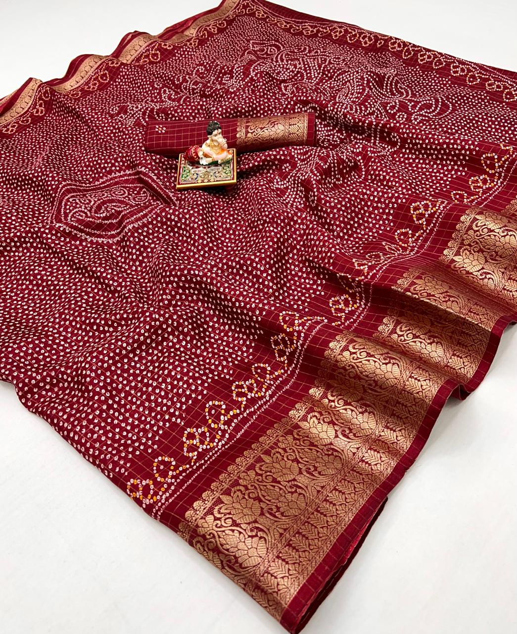 Kayatri New Pure Heavy Dola Silk Bandhani Print Saree