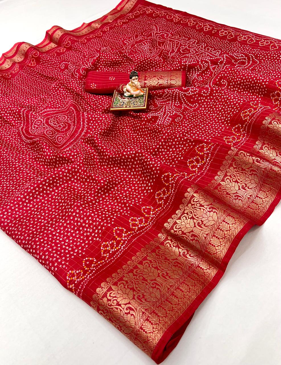 Kayatri New Pure Heavy Dola Silk Bandhani Print Saree