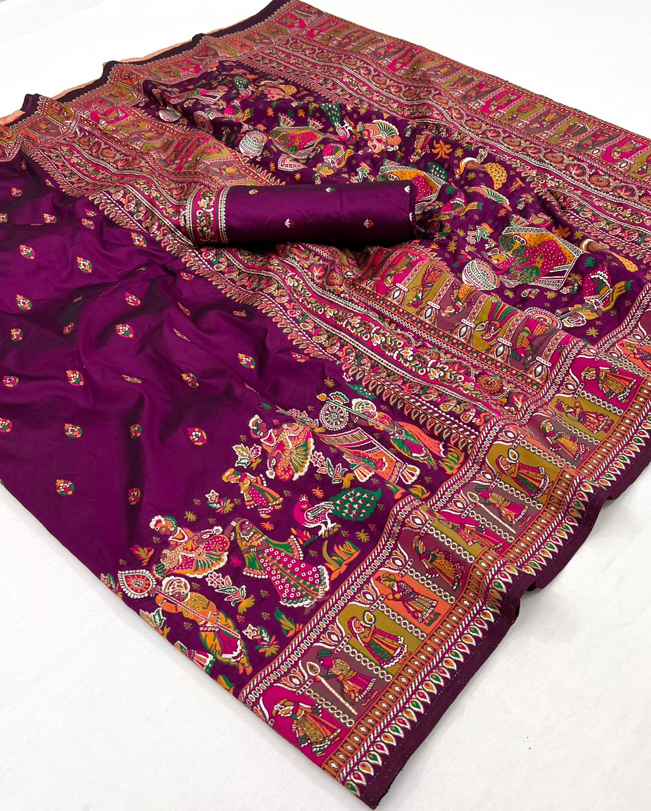 Kayatri New Pure Pashmina Silk Meenakari Weaving Saree
