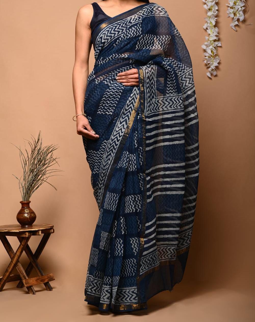 Kayatri New Kota Doria Digital Print With Zari Weaving Saree