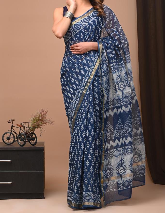 Kayatri New Kota Doria Digital Print With Zari Weaving Saree