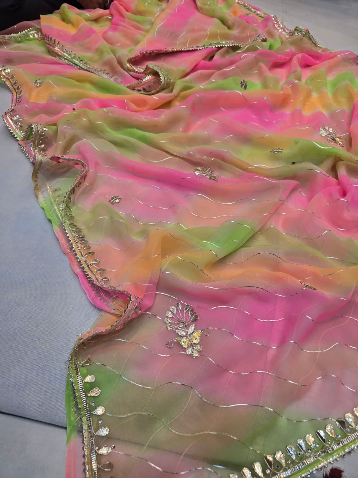 Kayatri New Light Weight Shiffon Gotapatti Work Saree