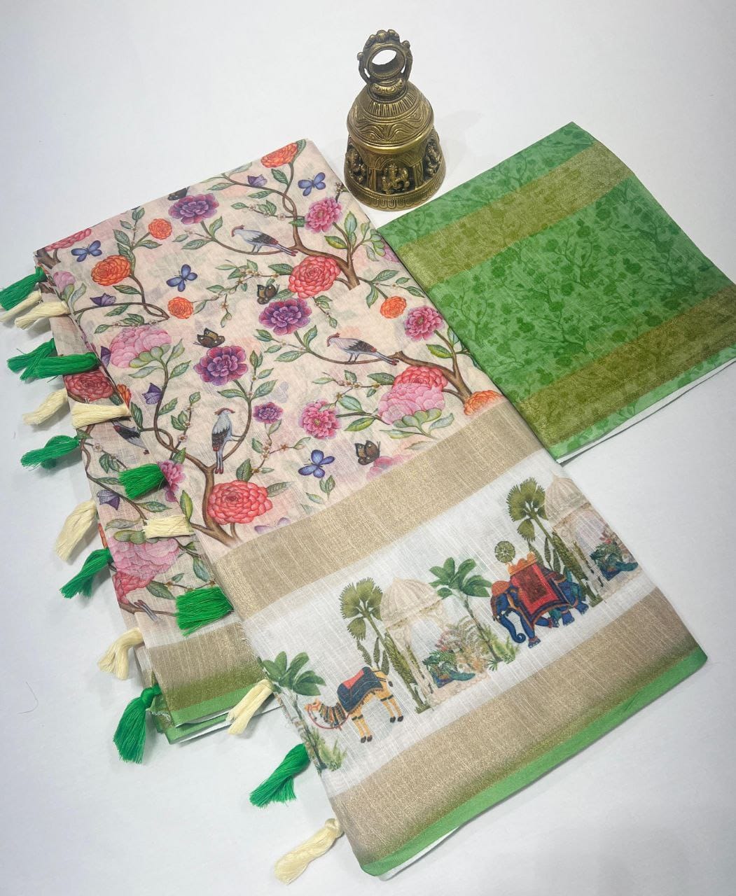 Kayatri New Gold Linen With Weaving Digital Print Saree