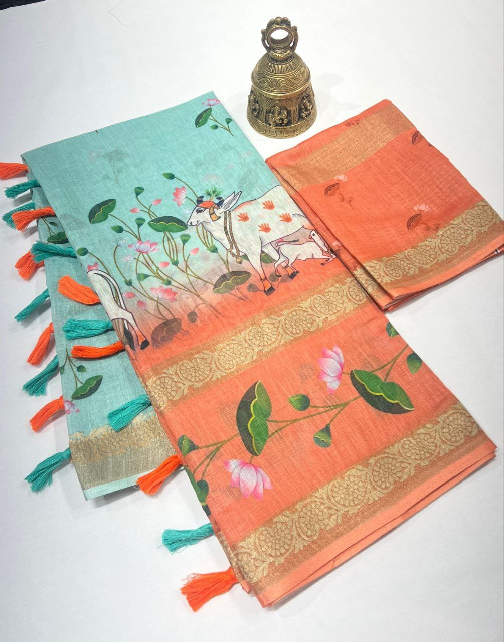 Kayatri New Gold Linen With Weaving Digital Print Saree