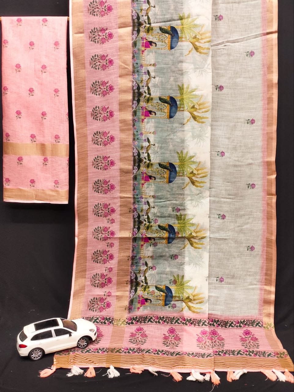 Kayatri New Gold Linen With Weaving Digital Print Saree