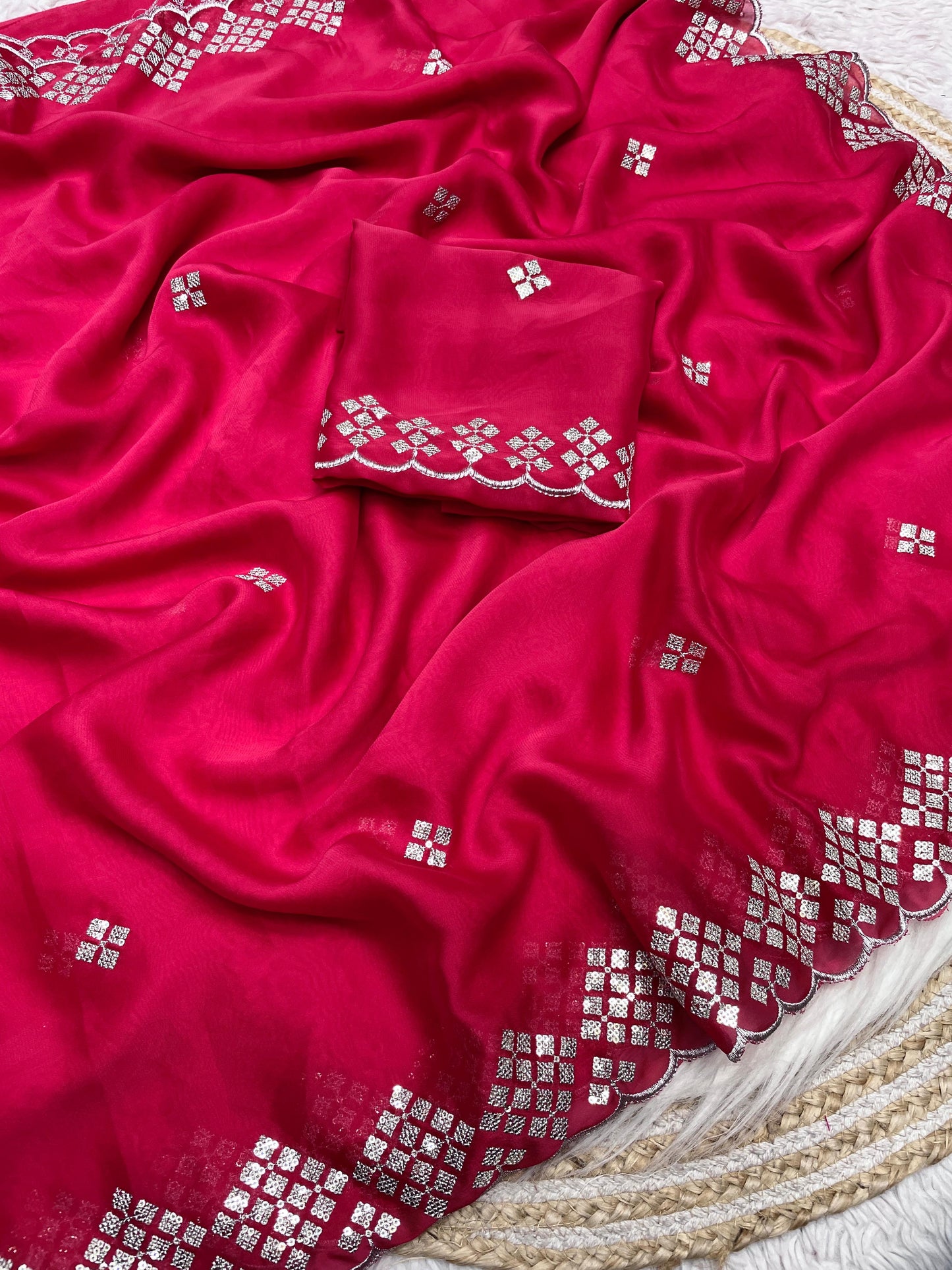 Kayatri New Blooming Rangoli Embroidery Sequence Zari Work Saree