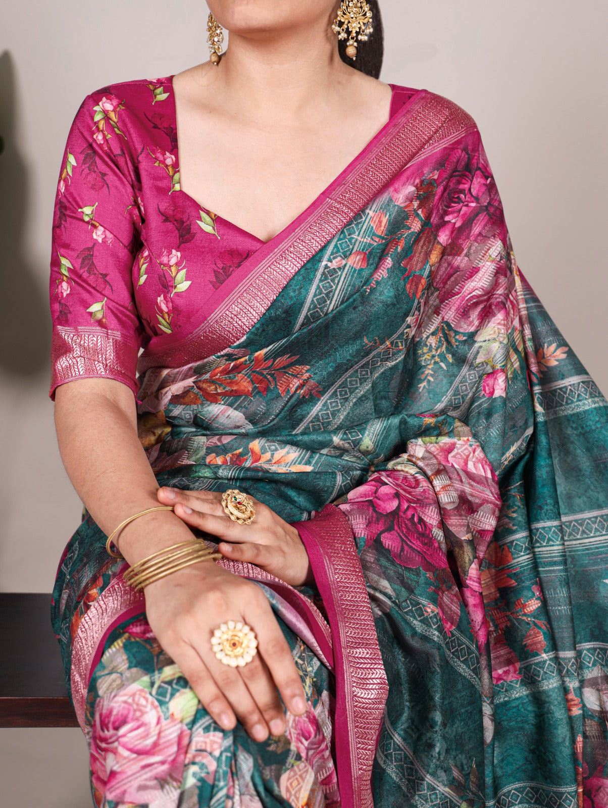 Kayatri New Tussar Silk With Viscose Border Printed Saree