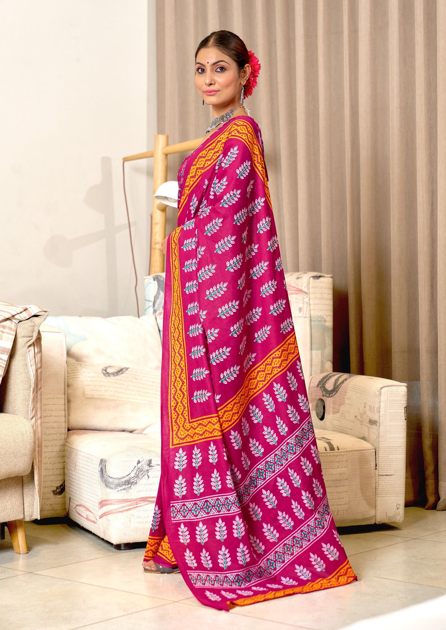 Kayatri New Mulmul Cotton Hand Block Prints Saree