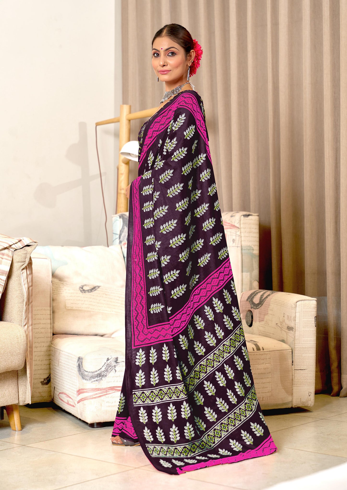 Kayatri New Mulmul Cotton Hand Block Prints Saree