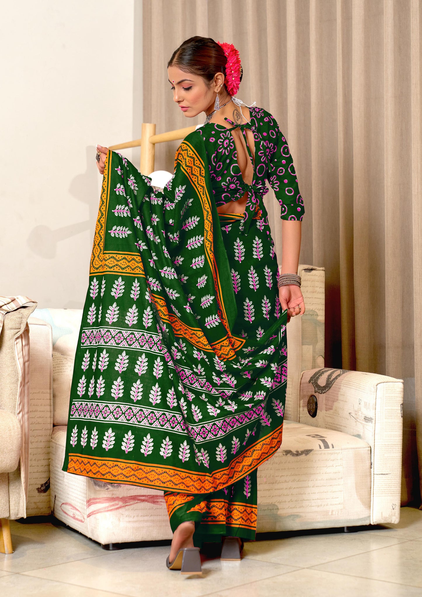 Kayatri New Mulmul Cotton Hand Block Prints Saree