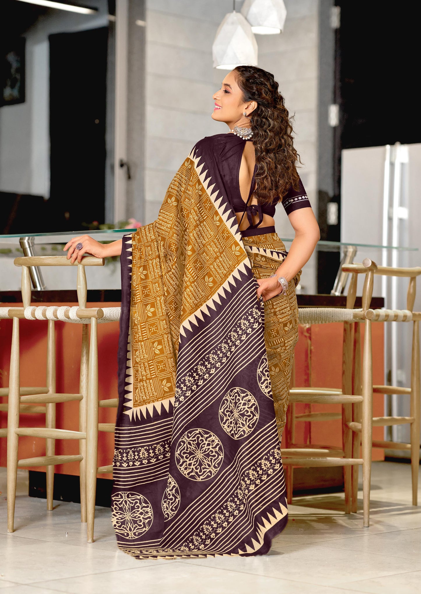 Kayatri Laest Mulmul Cotton Hand Block Prints Saree