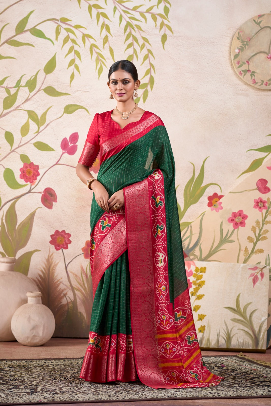Kayatri New Tussar Chex Patola Print Saree