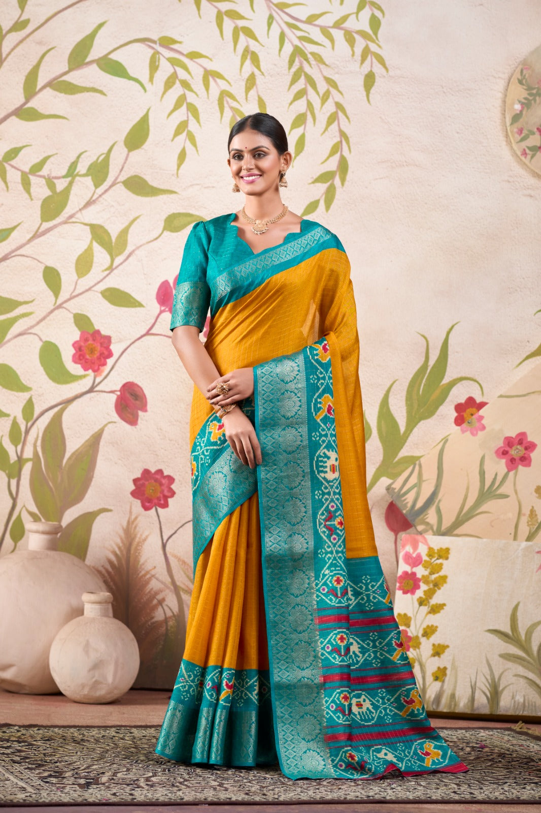 Kayatri New Tussar Chex Patola Print Saree