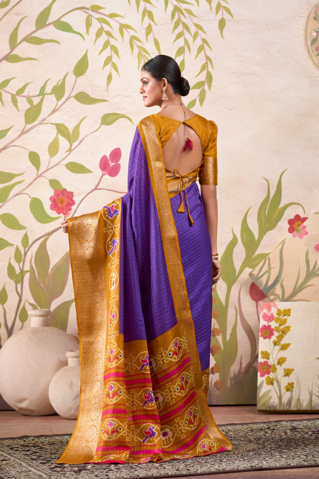 Kayatri New Tussar Chex Patola Print Saree