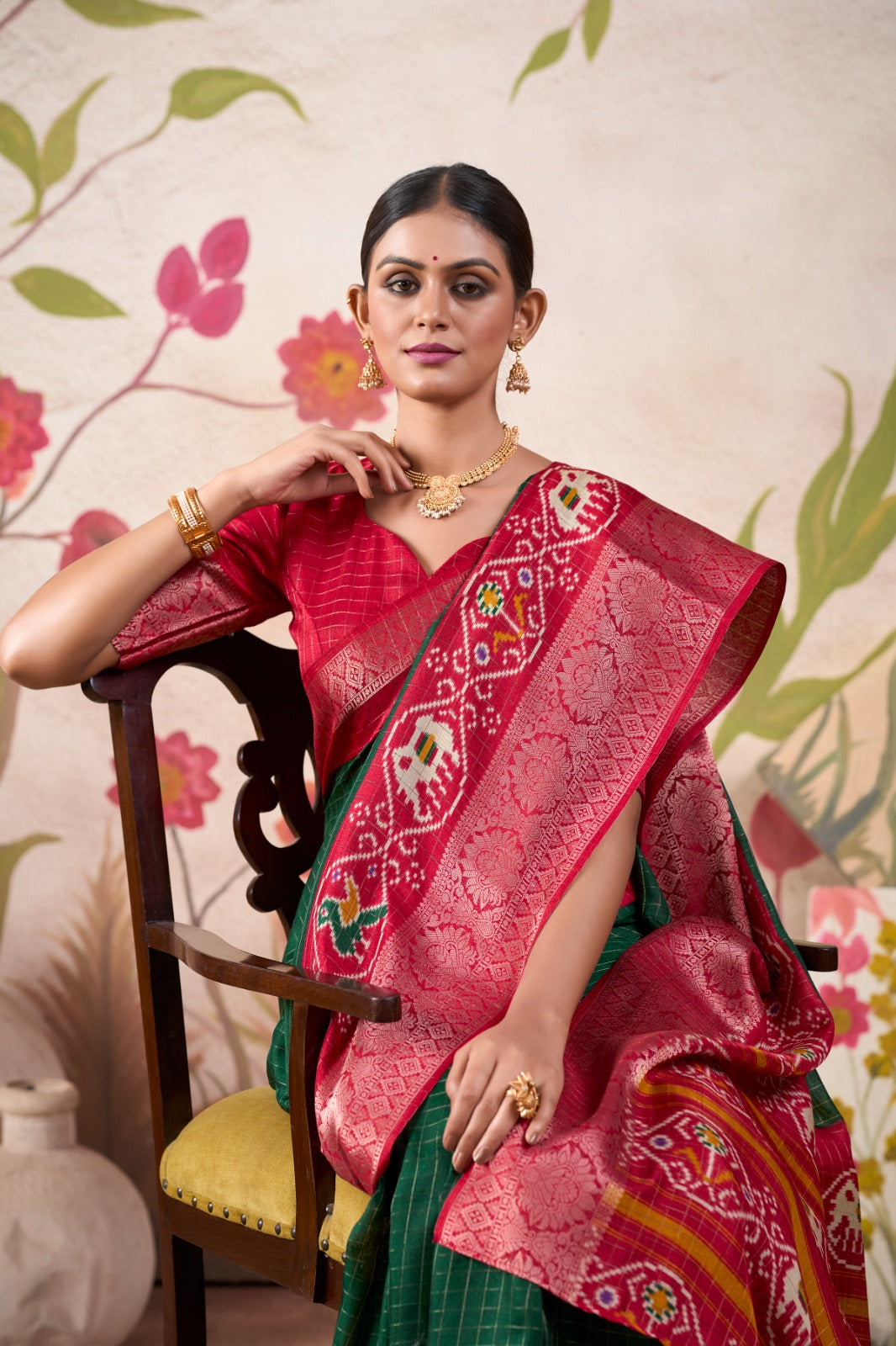 Kayatri New Tussar Chex Patola Print Saree