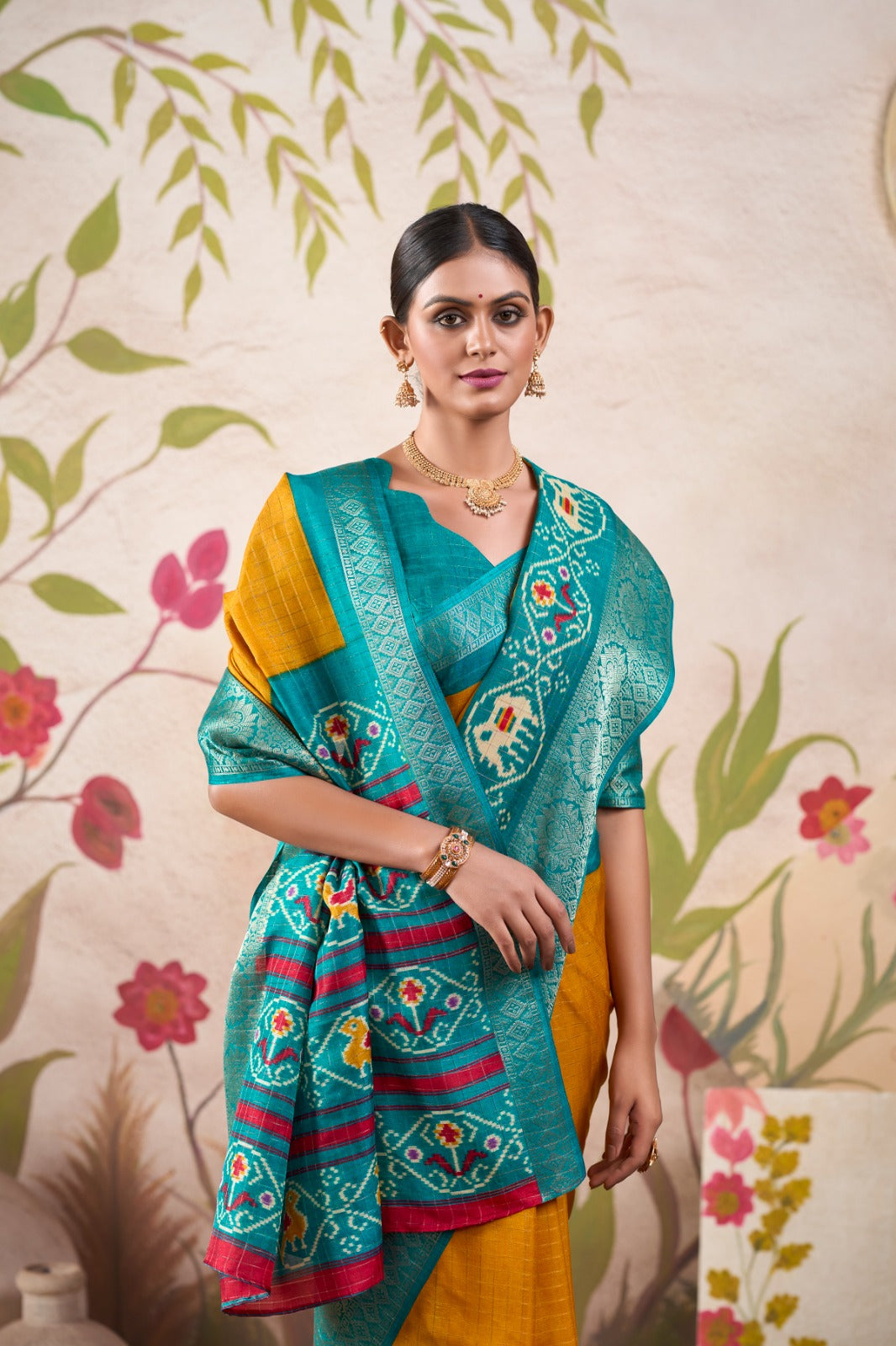 Kayatri New Tussar Chex Patola Print Saree