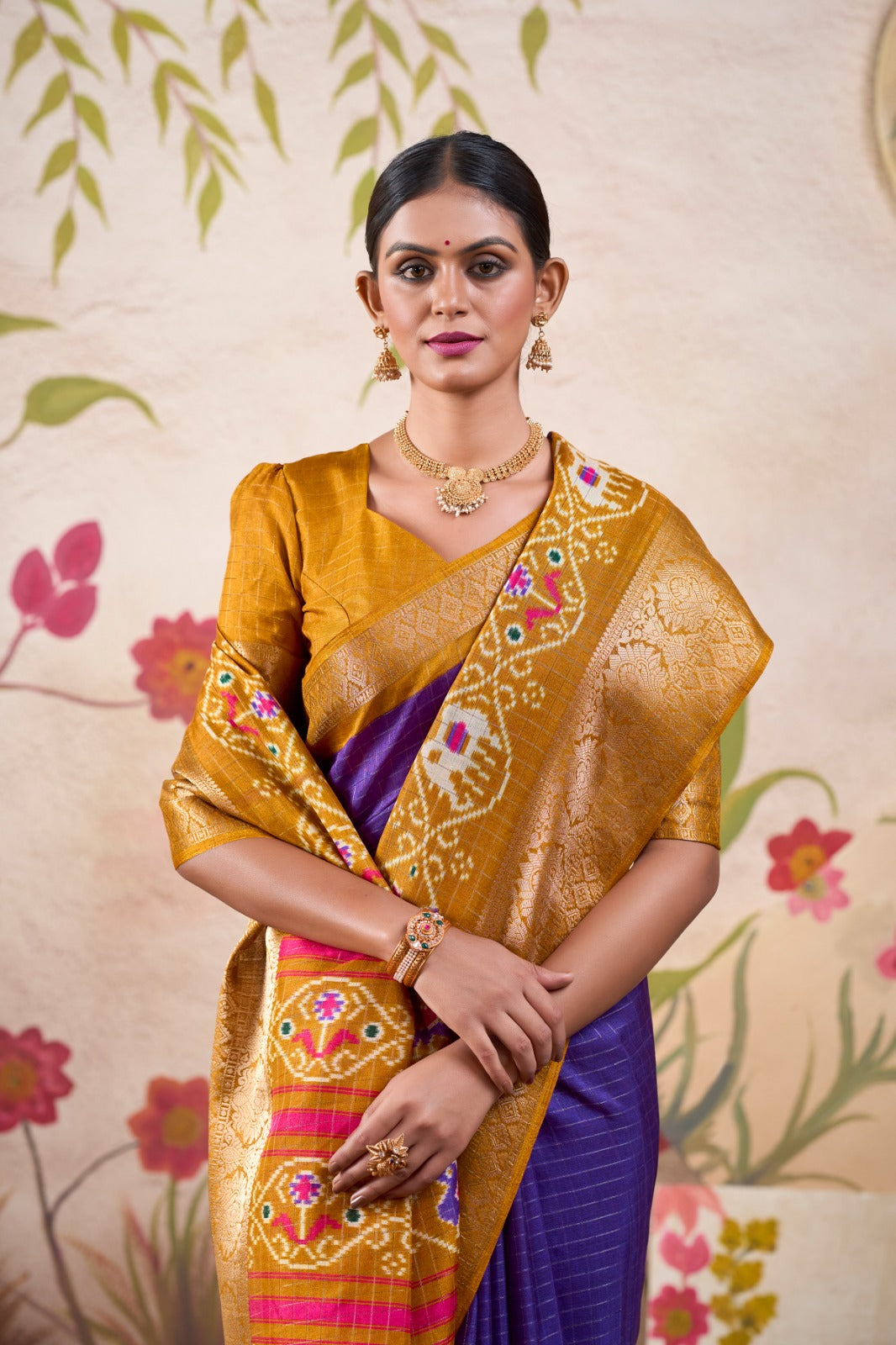 Kayatri New Tussar Chex Patola Print Saree