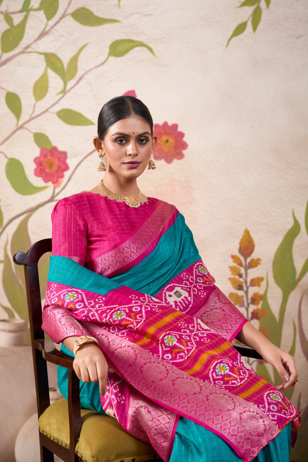 Kayatri New Tussar Chex Patola Print Saree