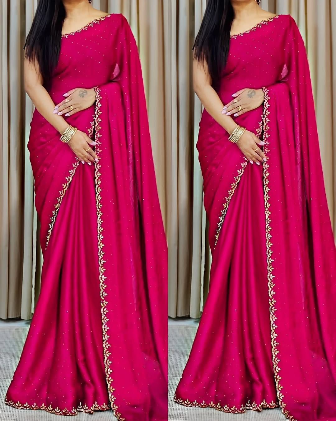 Kayatri New Designer Chinon Beads Work Saree