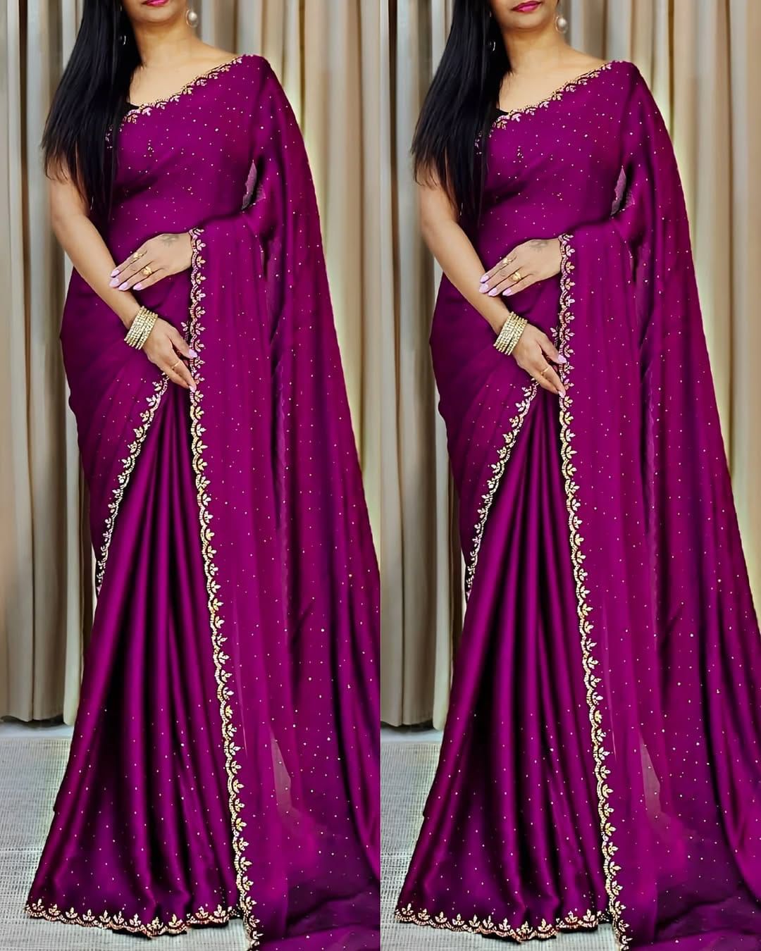 Kayatri New Designer Chinon Beads Work Saree