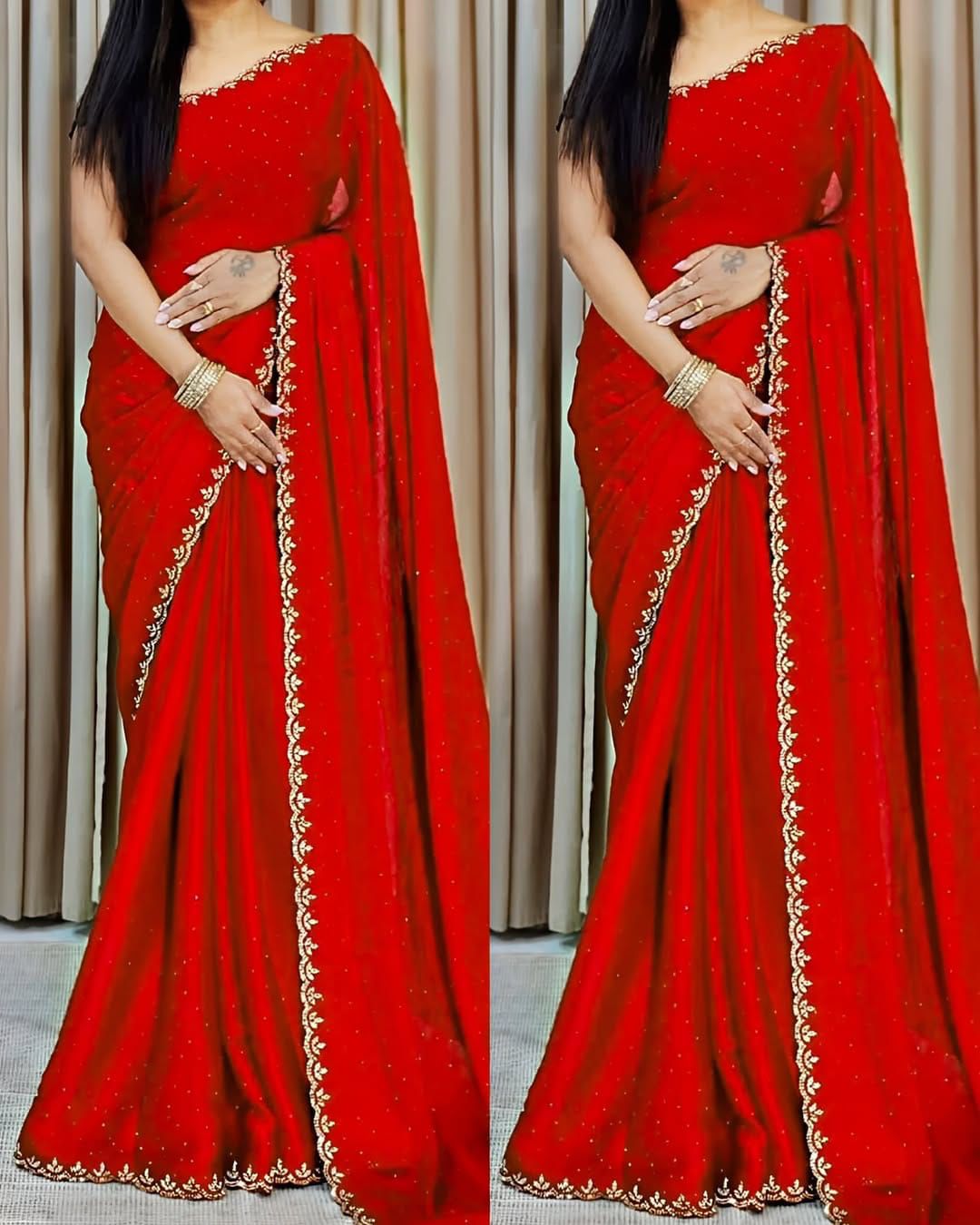 Kayatri New Designer Chinon Beads Work Saree