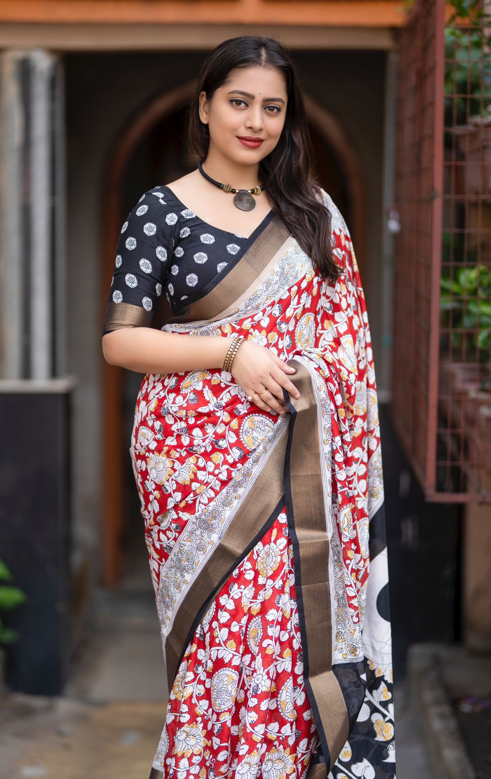 Kayatri New Fancy Kalamkari Printed Saree