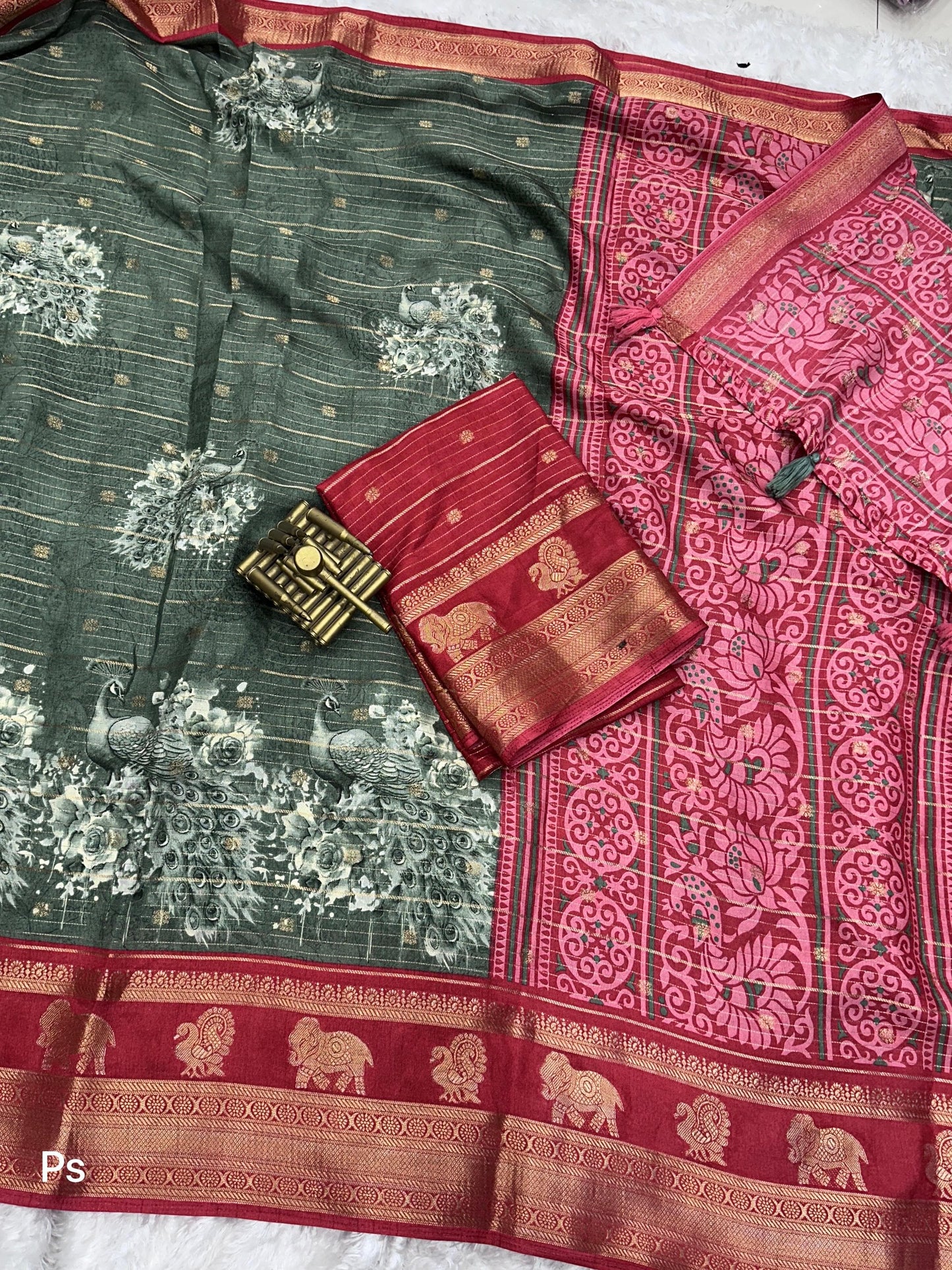 Kayatri New Tussar Cotton Jackard Printed Saree