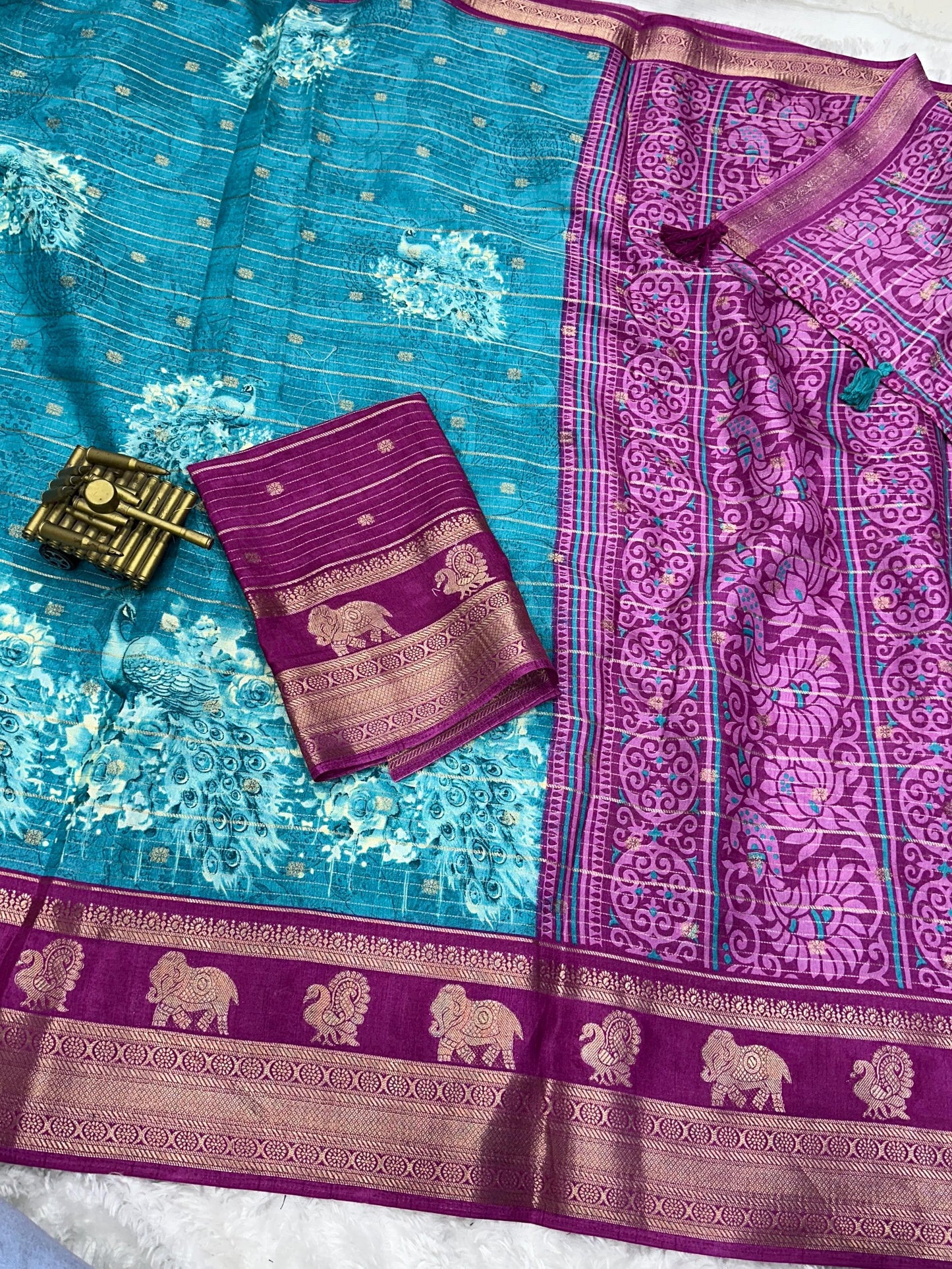 Kayatri New Tussar Cotton Jackard Printed Saree