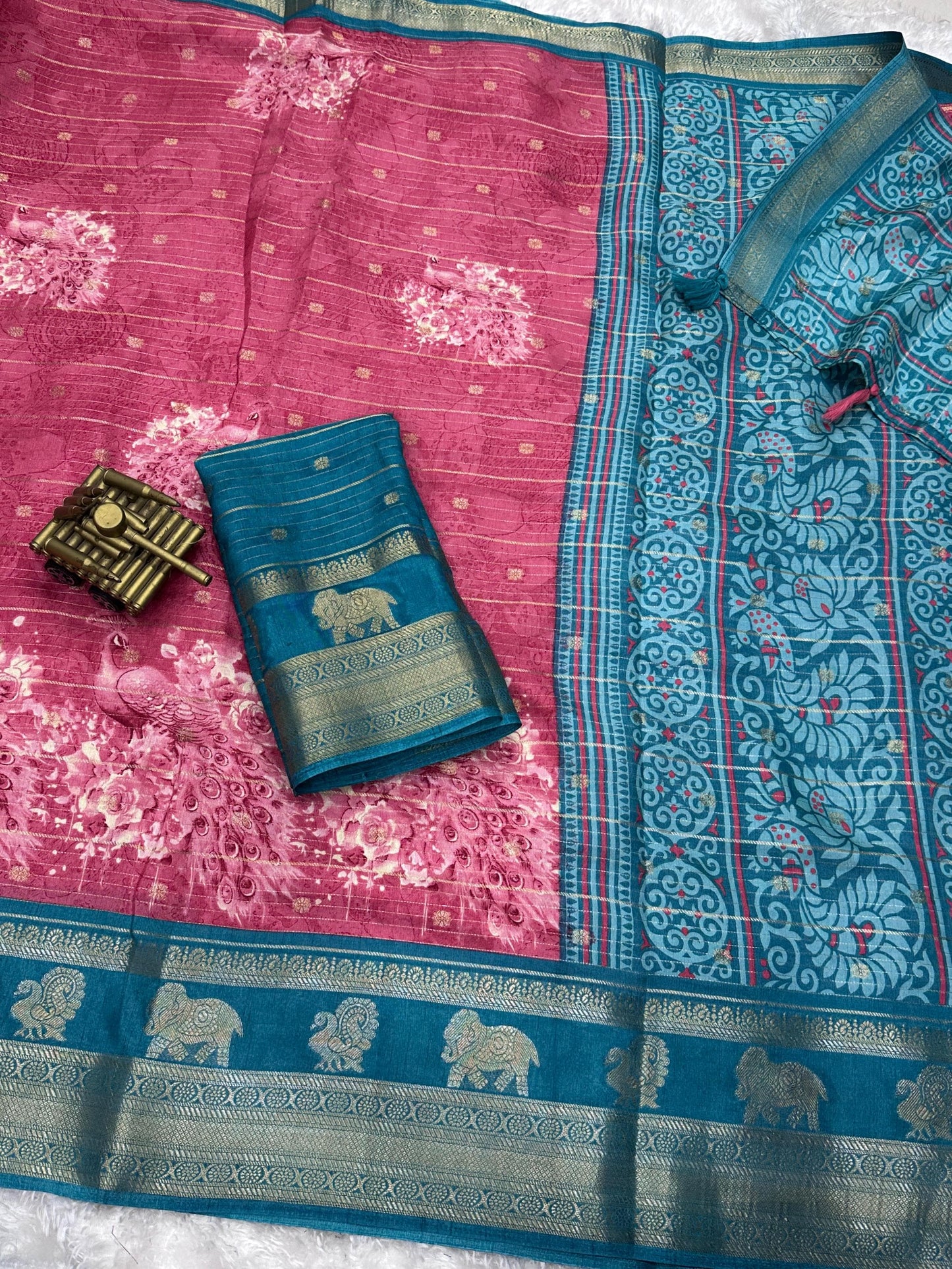 Kayatri New Tussar Cotton Jackard Printed Saree