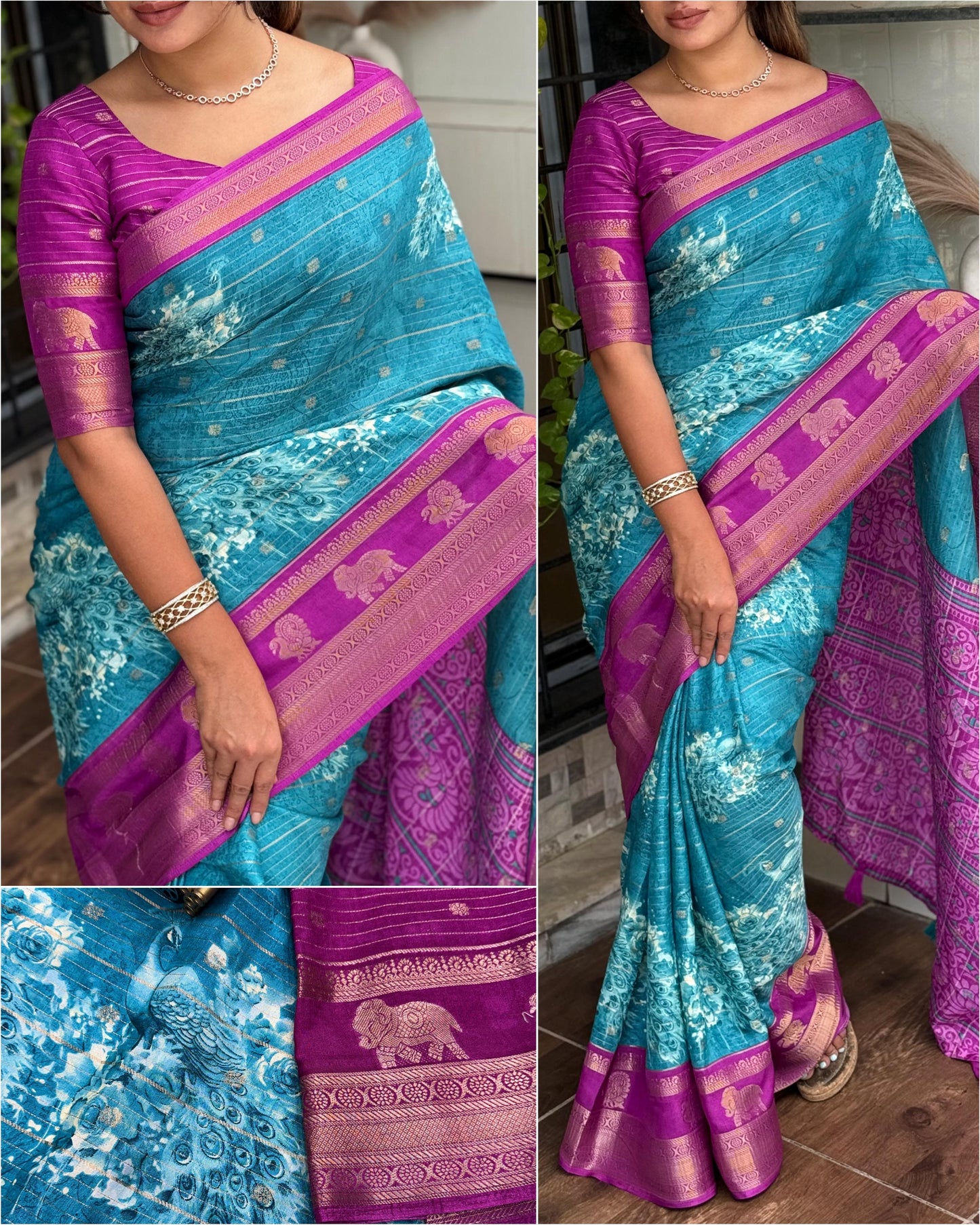 Kayatri New Tussar Cotton Jackard Printed Saree