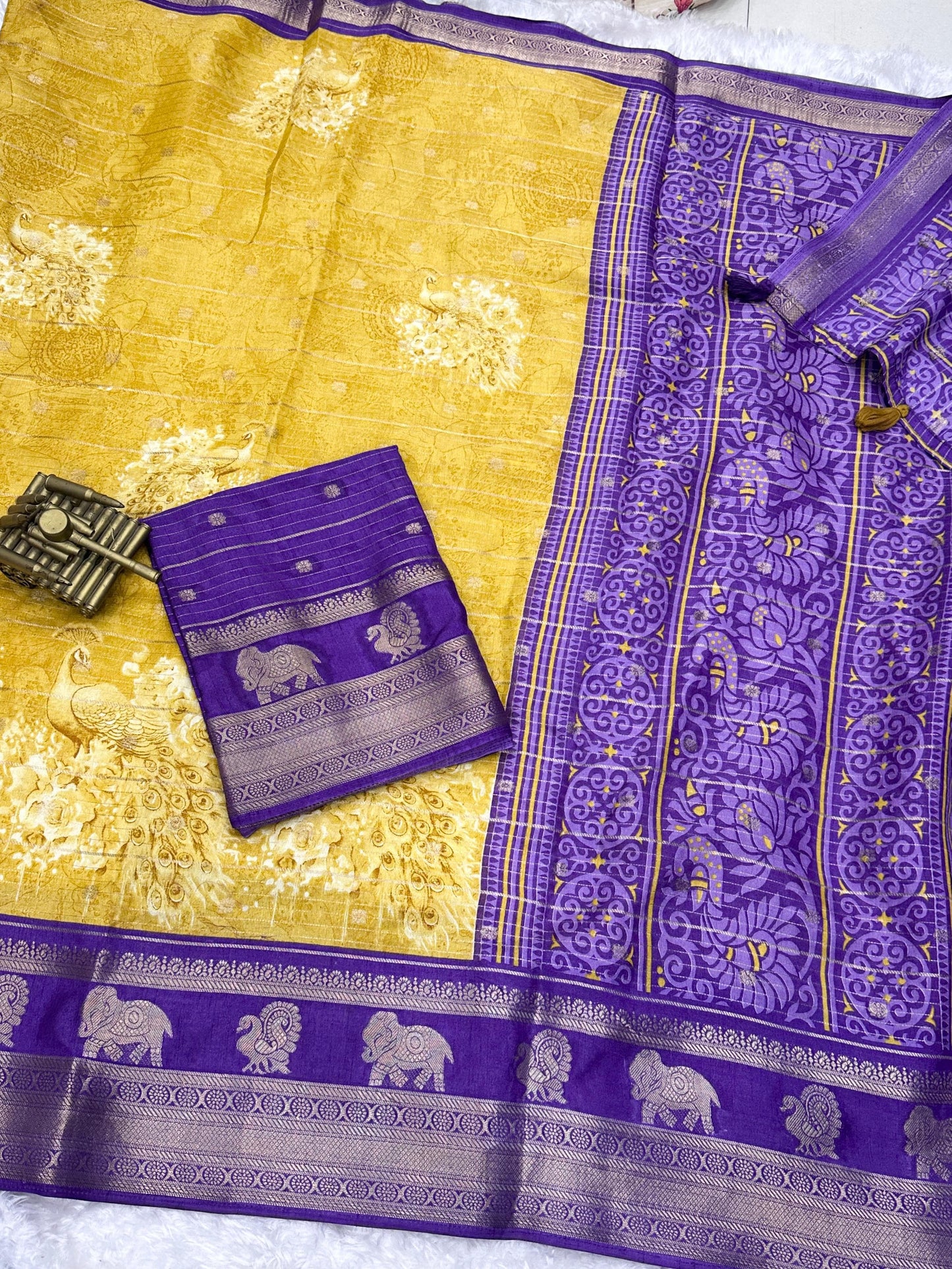 Kayatri New Tussar Cotton Jackard Printed Saree