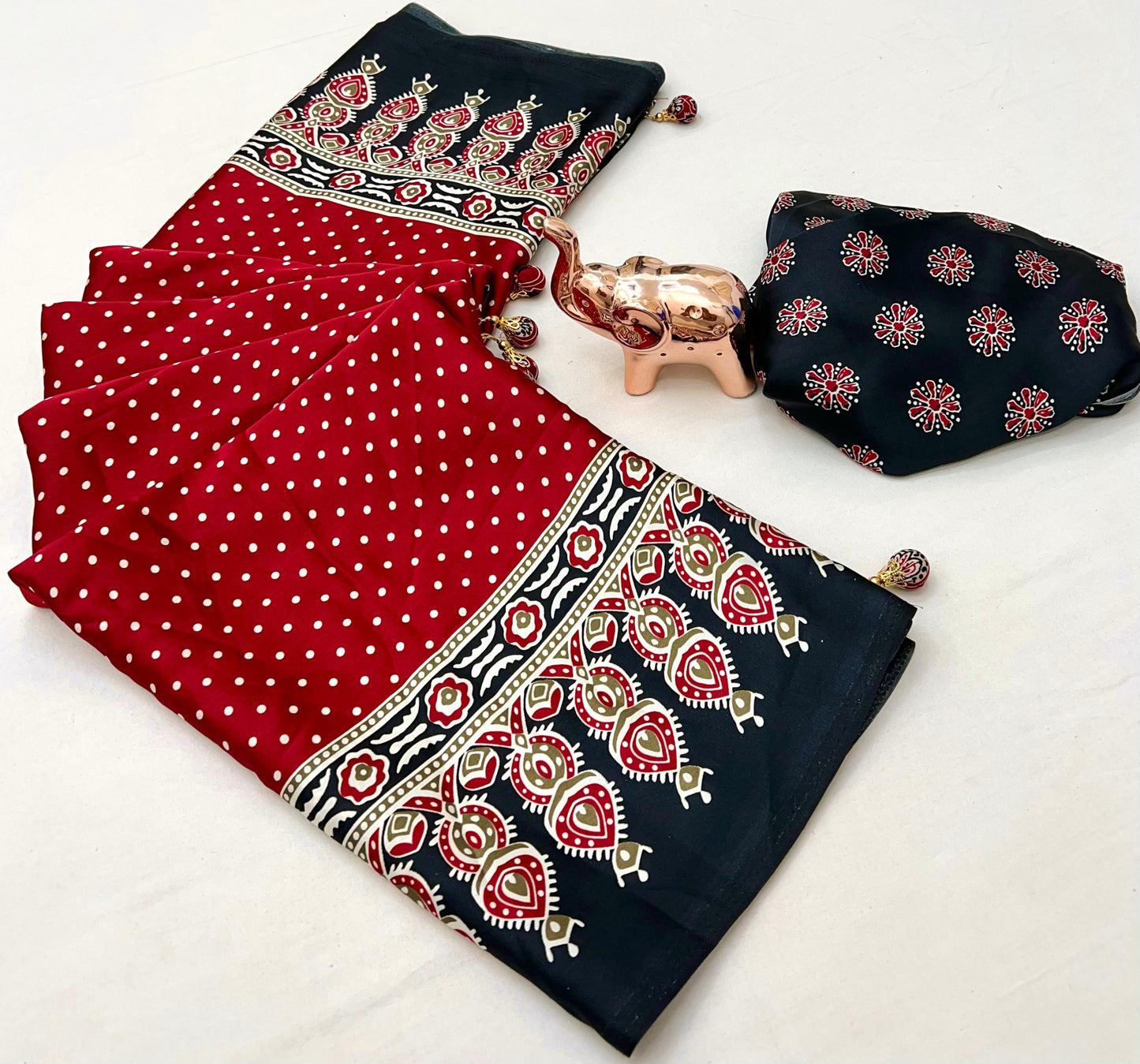 Kayatri New Lagdi Gaji Crepe Soft Silk Ajrakh Print Saree