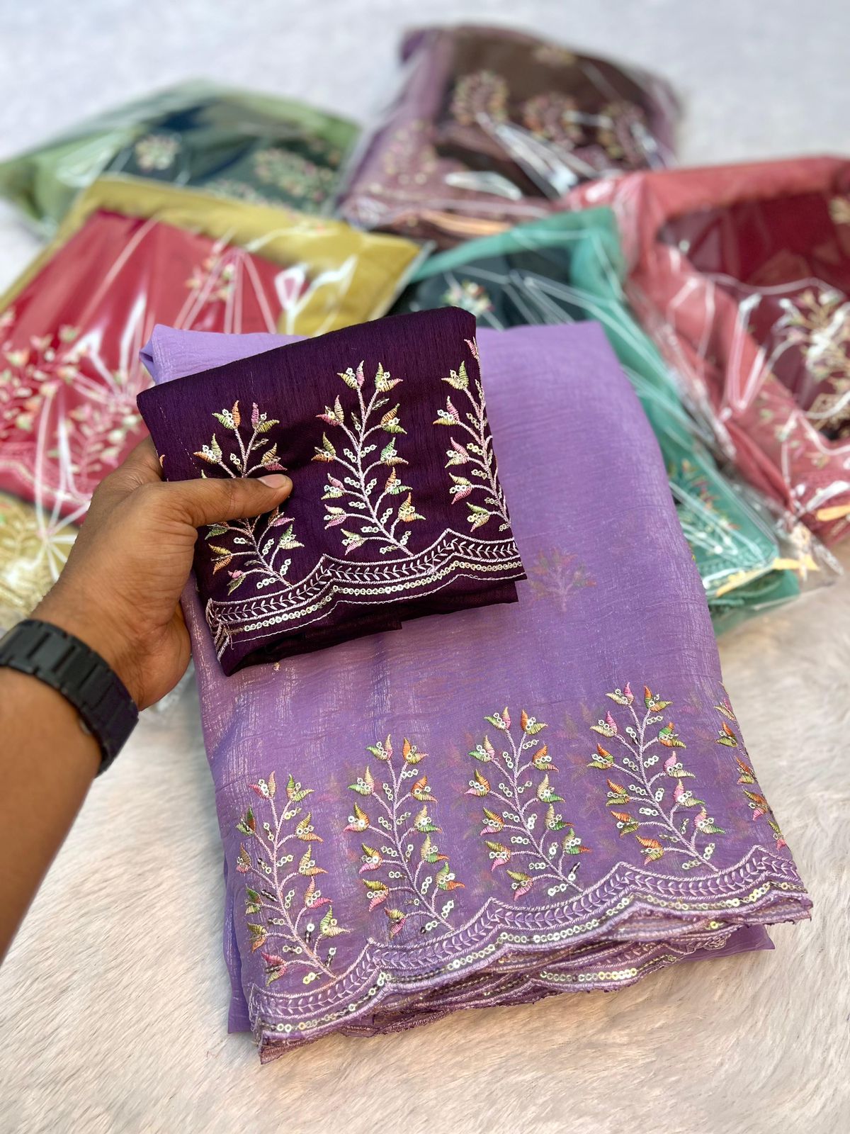 Kayatri New Soft Crunchy Silk Thread & Sequence Embroidery Saree