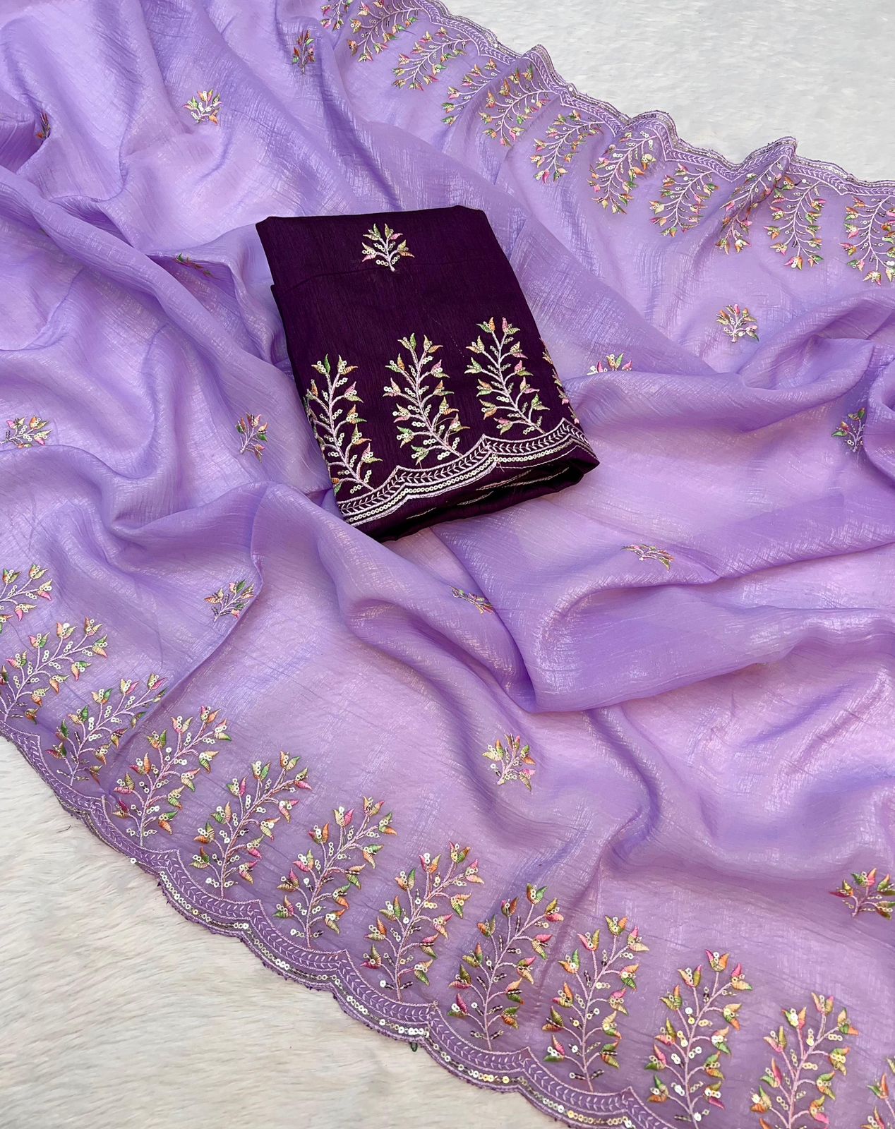 Kayatri New Soft Crunchy Silk Thread & Sequence Embroidery Saree
