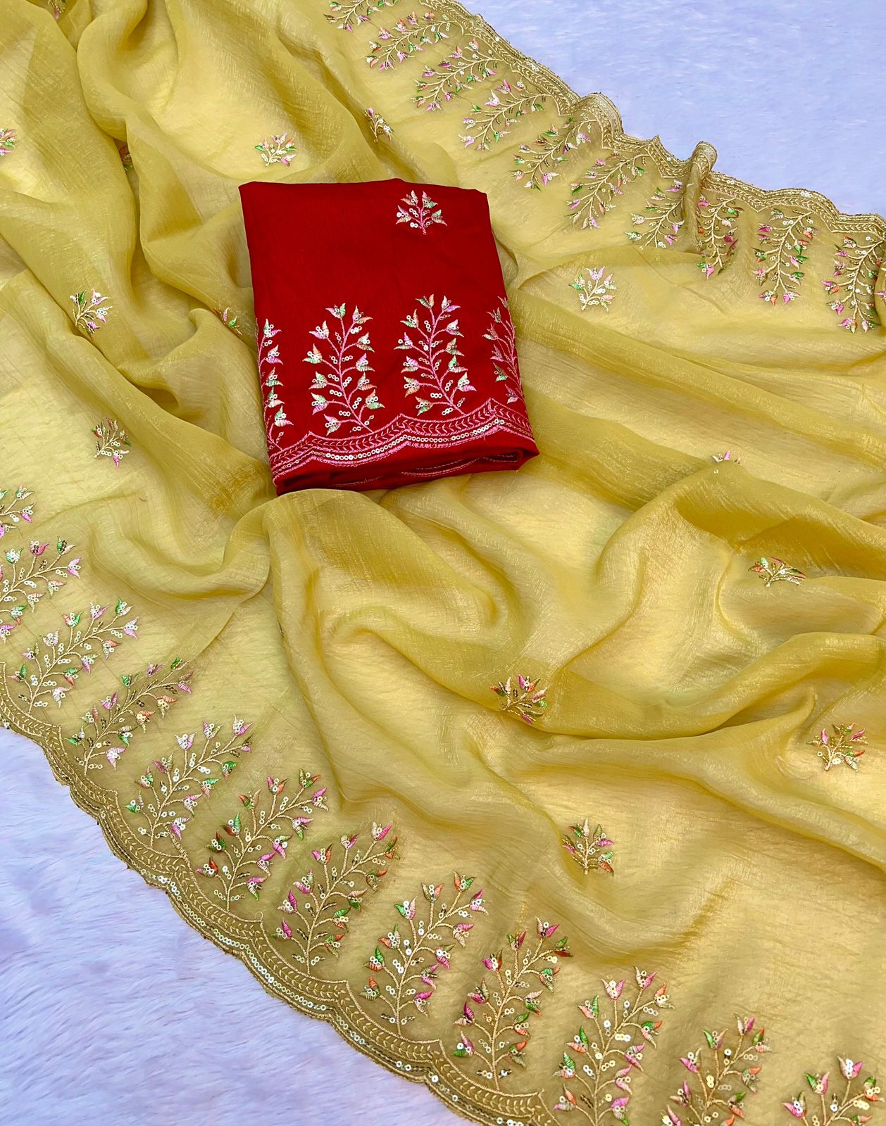Kayatri New Soft Crunchy Silk Thread & Sequence Embroidery Saree