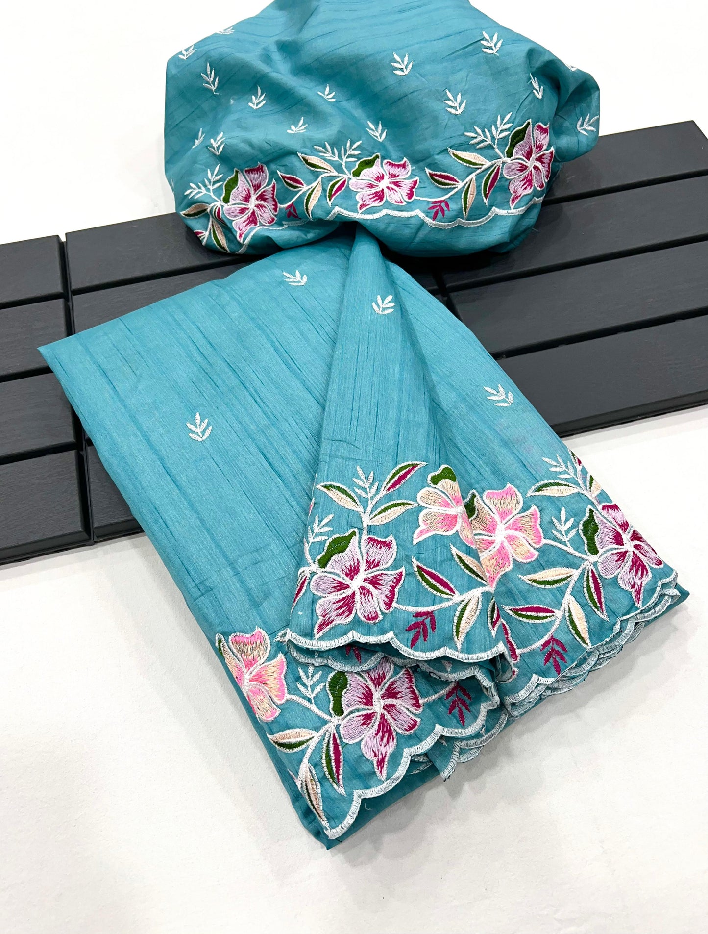 Kayatri New Tussar Silk Embroidery Designer Saree