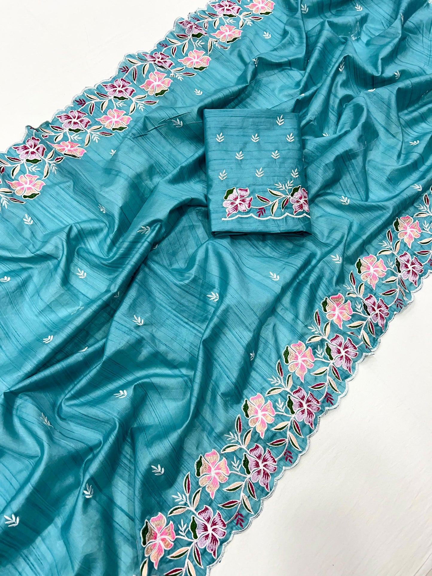 Kayatri New Tussar Silk Embroidery Designer Saree