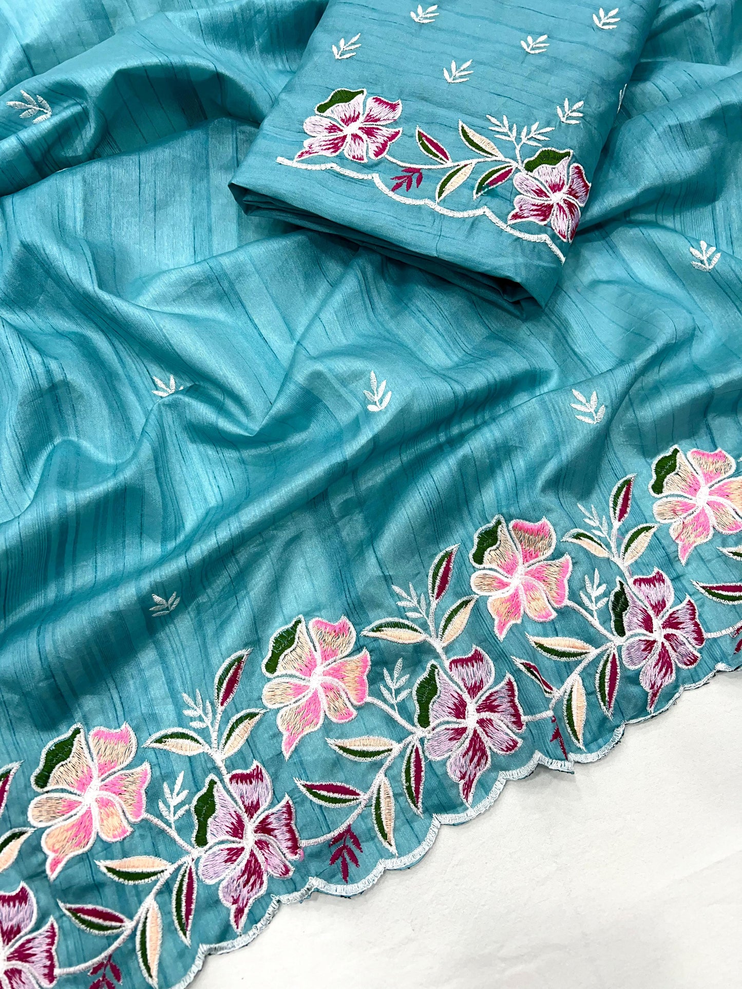 Kayatri New Tussar Silk Embroidery Designer Saree