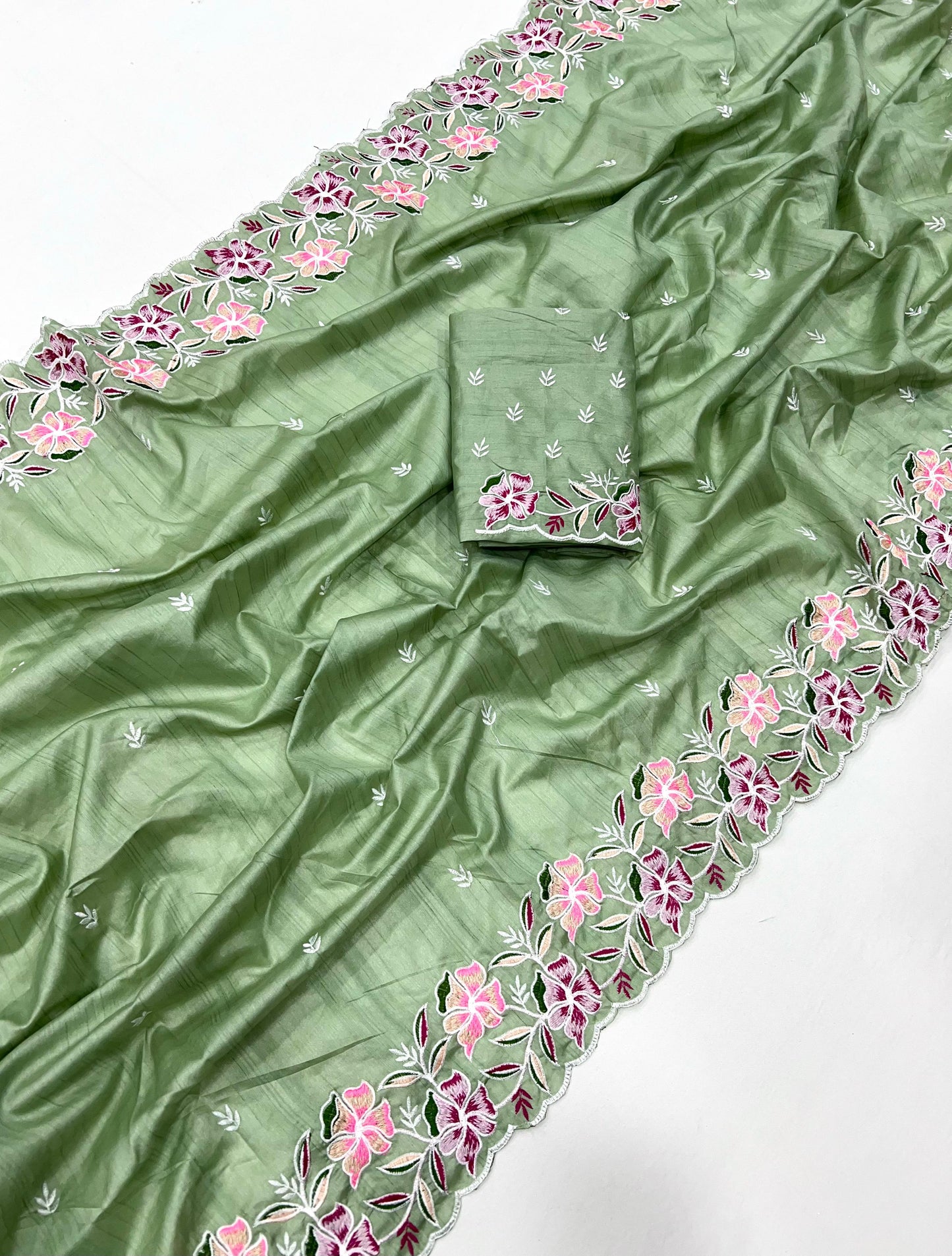 Kayatri New Tussar Silk Embroidery Designer Saree