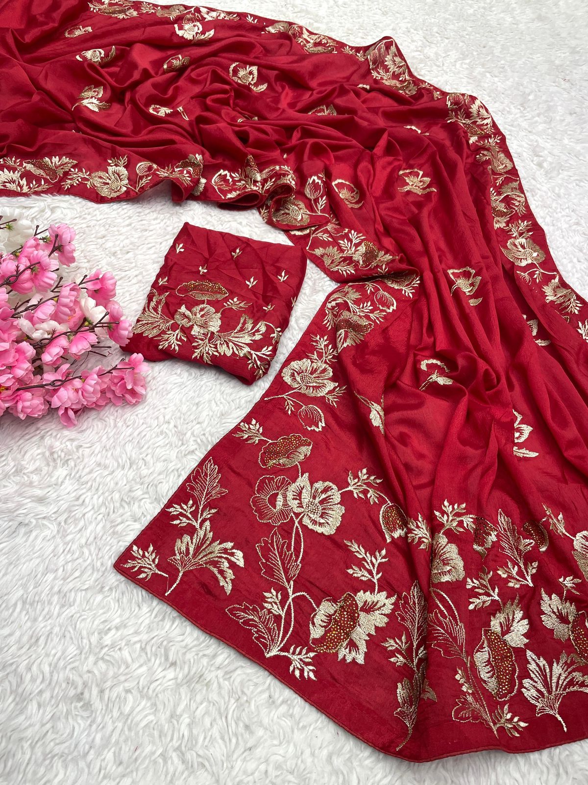 Kayatri New Soft Chinon Embroidery Zari With Siroski Work Saree