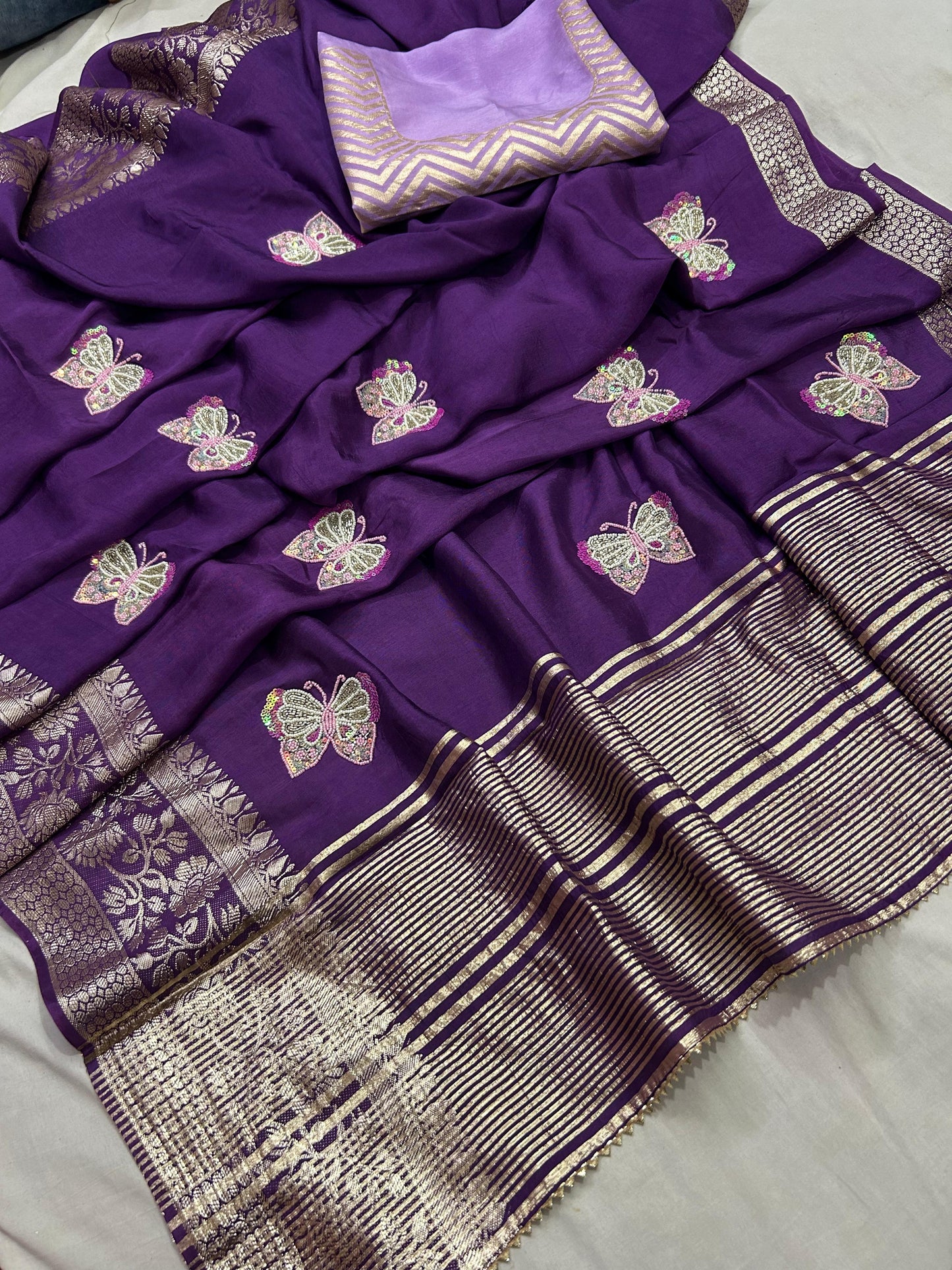 Kayatri New Rassian Silk Zari Handwork Saree