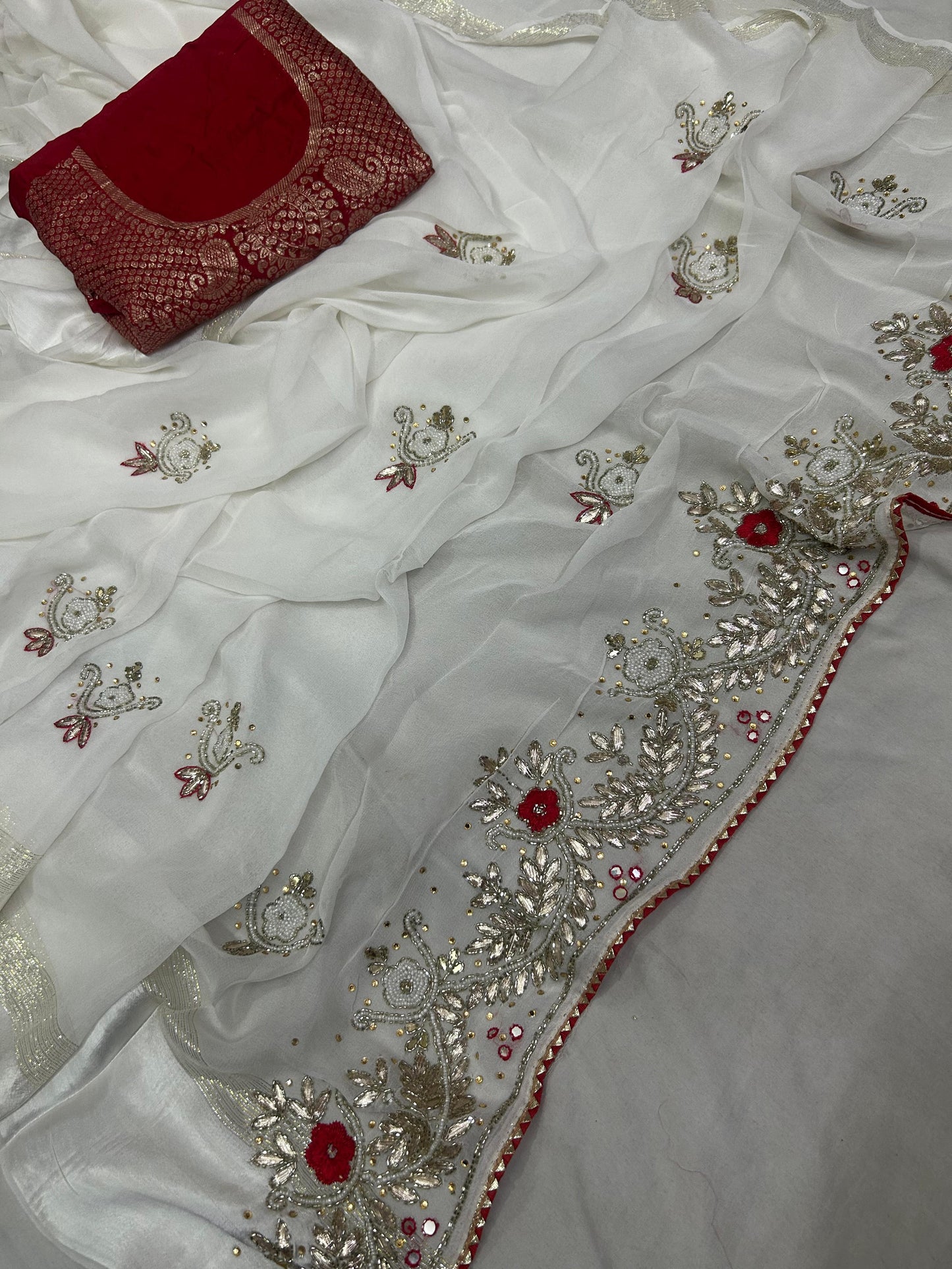 Kayatri New Pure Georgette Sattan Patta Handwork Saree