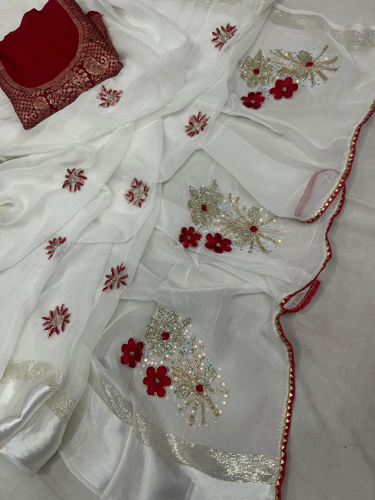 Kayatri New Pure Georgette Sattan Patta Handwork Saree
