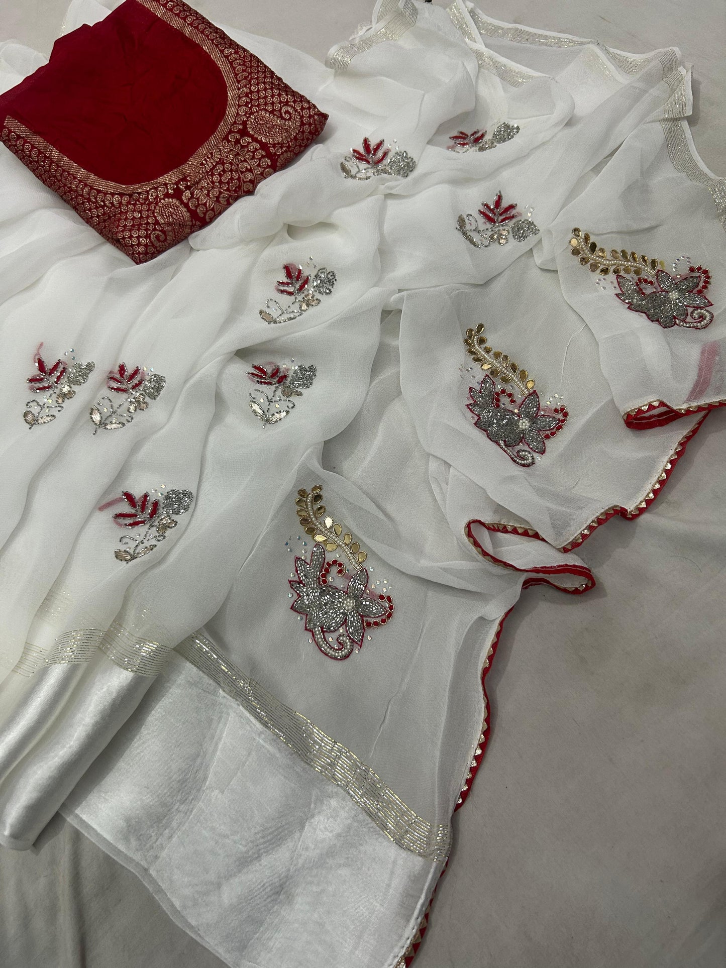 Kayatri New Pure Georgette Sattan Patta Handwork Saree