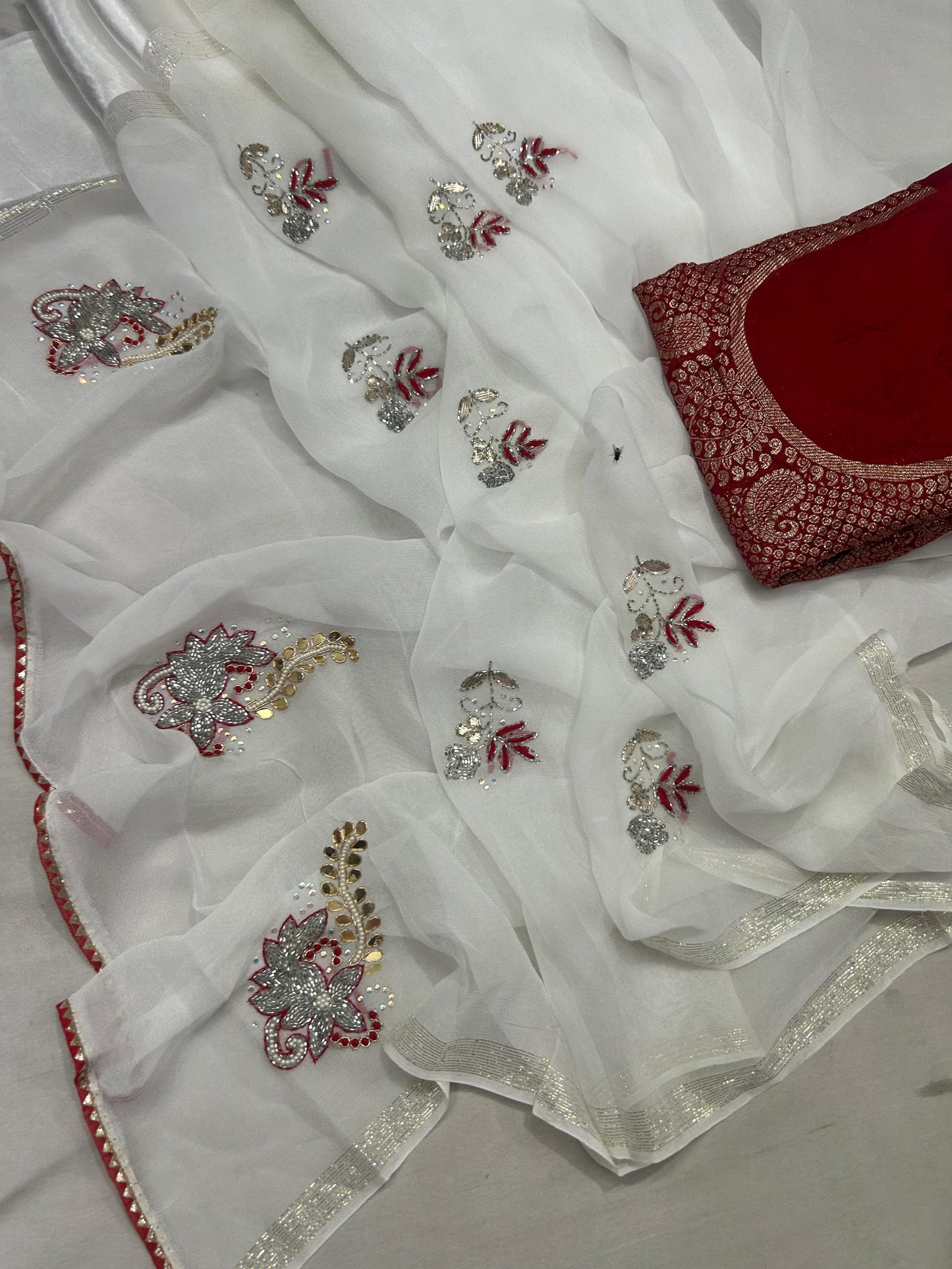 Kayatri New Pure Georgette Sattan Patta Handwork Saree