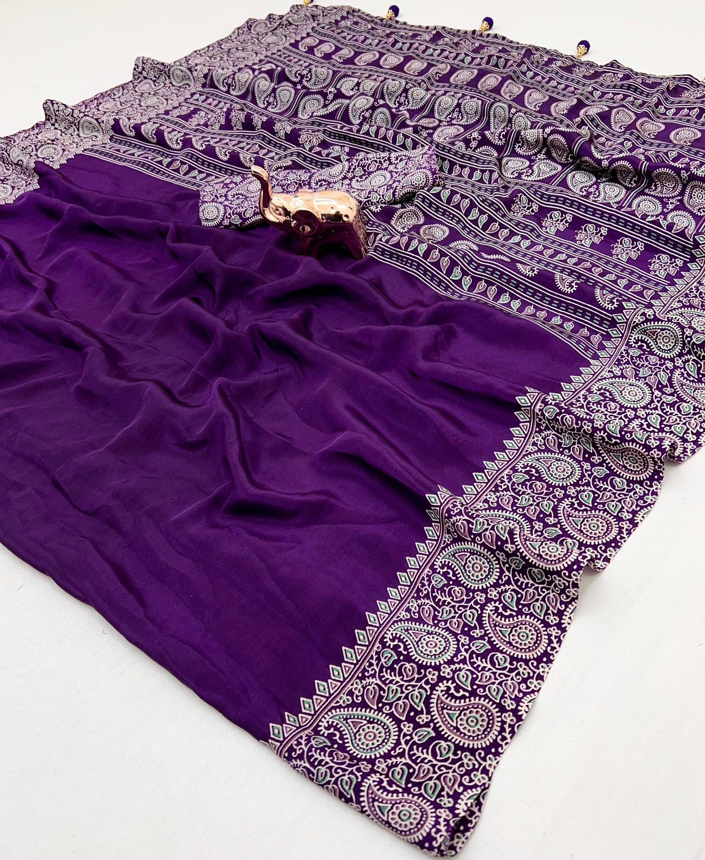 Kayatri New Pure Satin Ajrakh Printed Saree