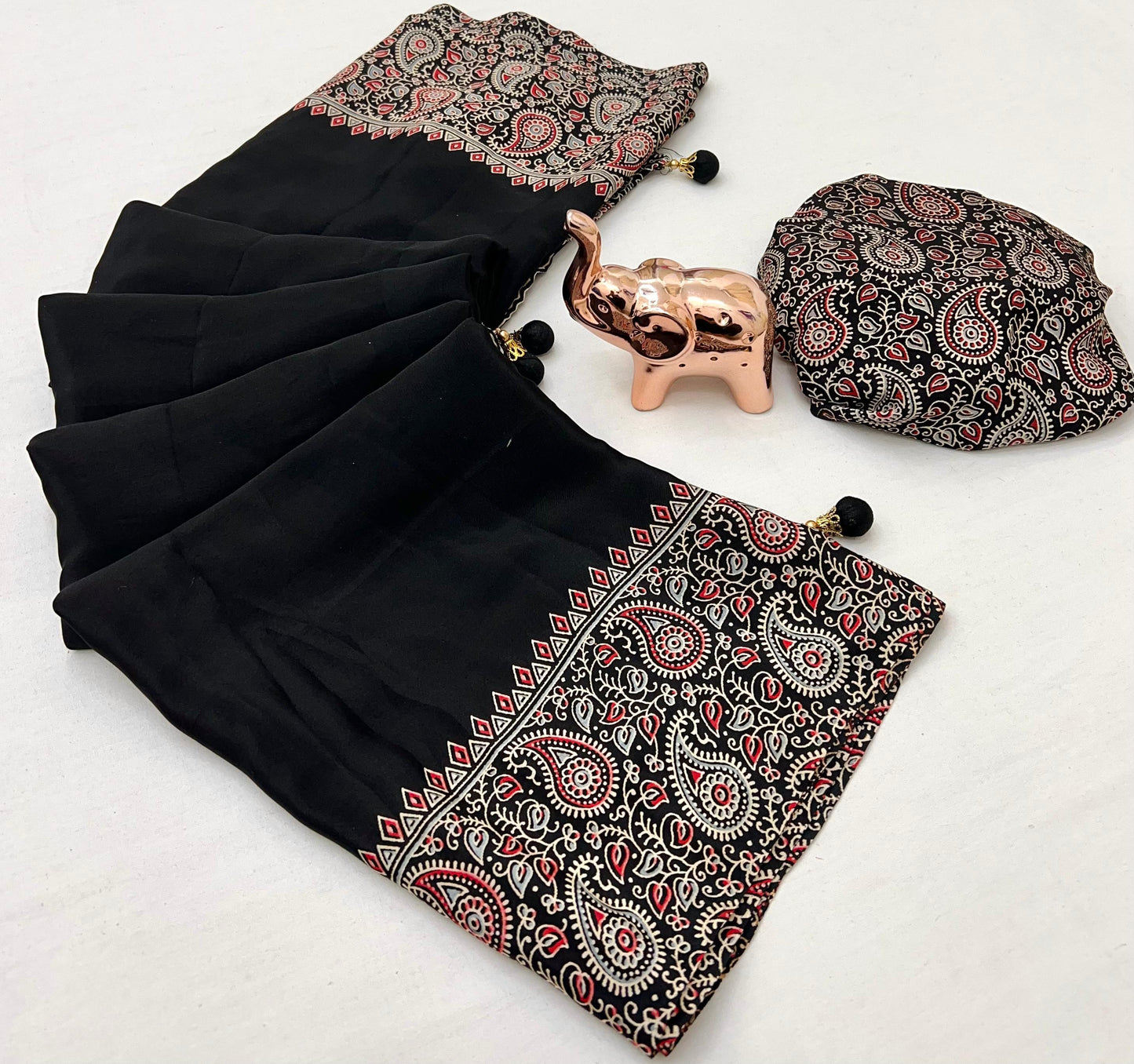 Kayatri New Pure Satin Ajrakh Printed Saree