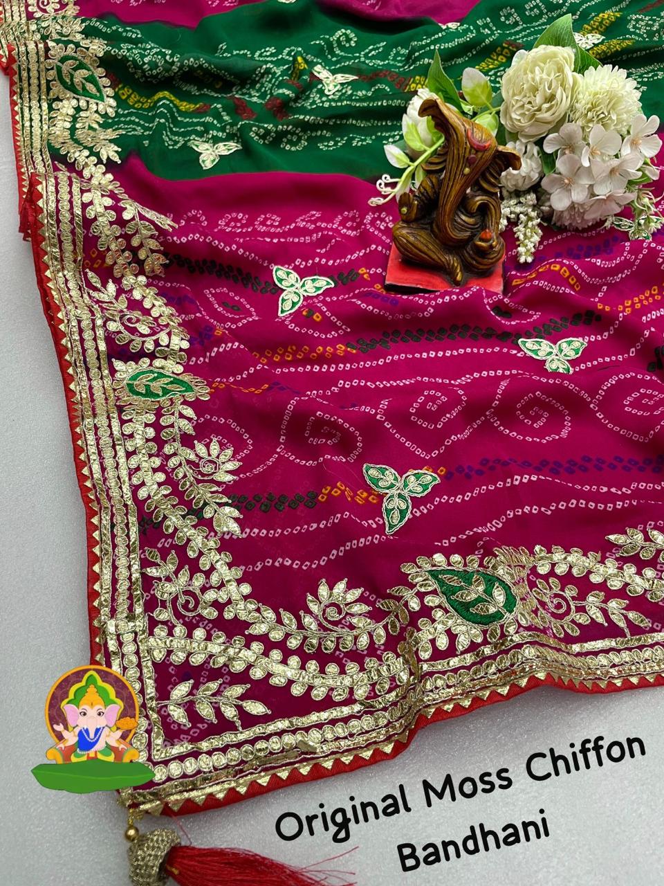 Kayatri New C/C Crush Moss Georgette Multicolor Saree