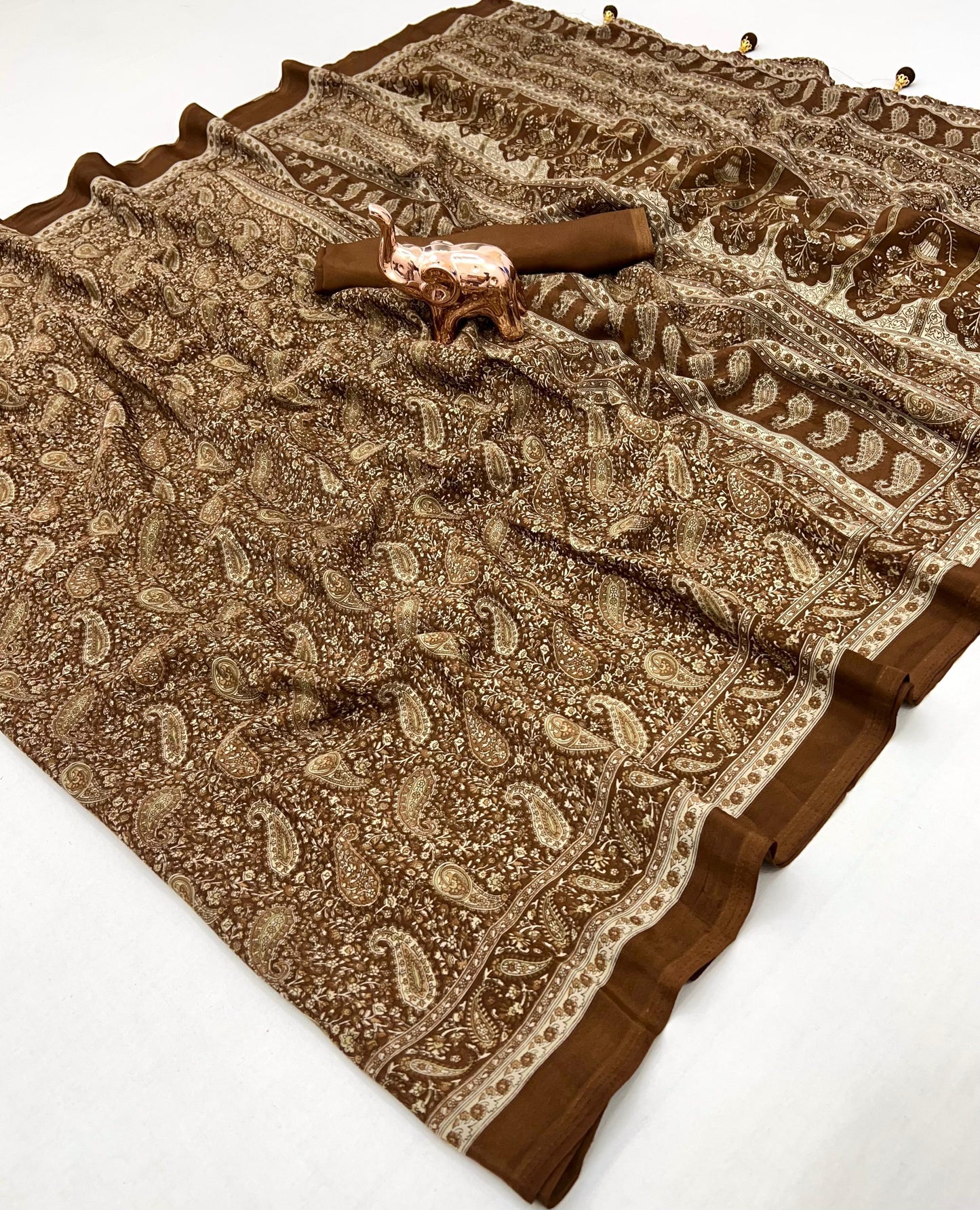 Kayatri New Pure Crape Satin Ajrakh Printed Saree