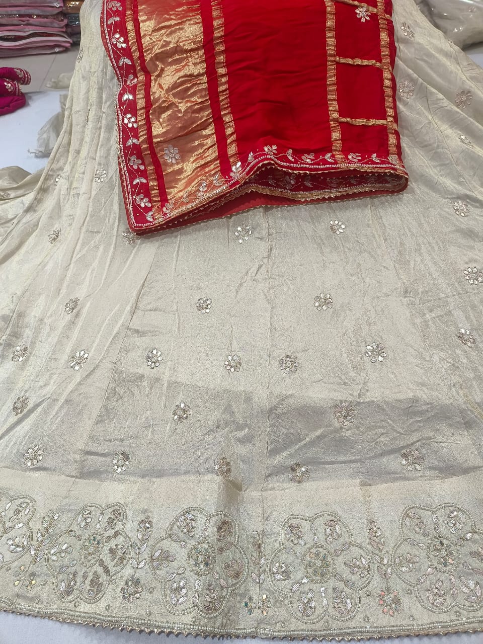 Kayatri New Designer Pure Tissue Silk Gotapatti Work Lehenga